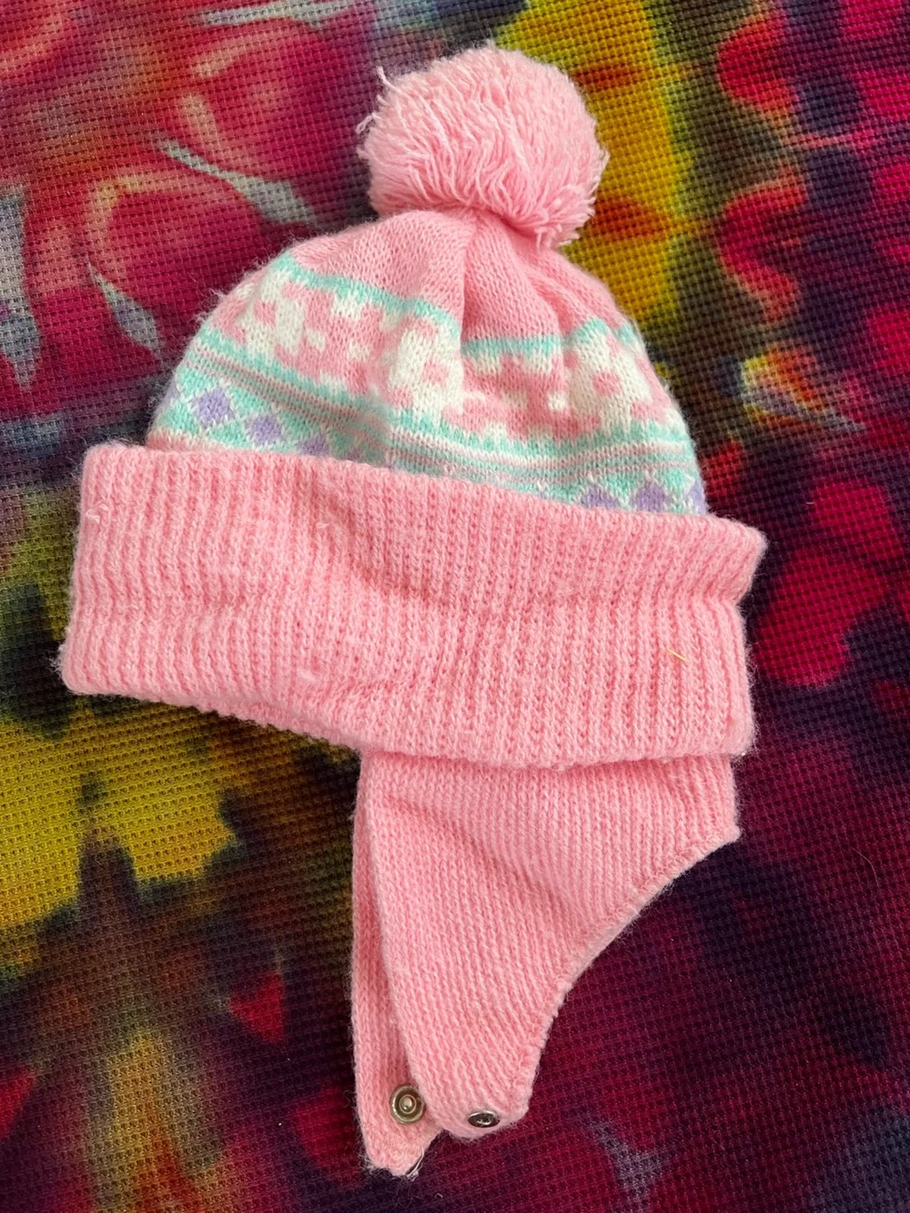 🩷 Vintage 90s Knit Pom Pom Beanie Winter Hat